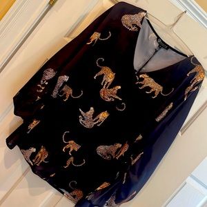 NWT leopard print blouse silky feel